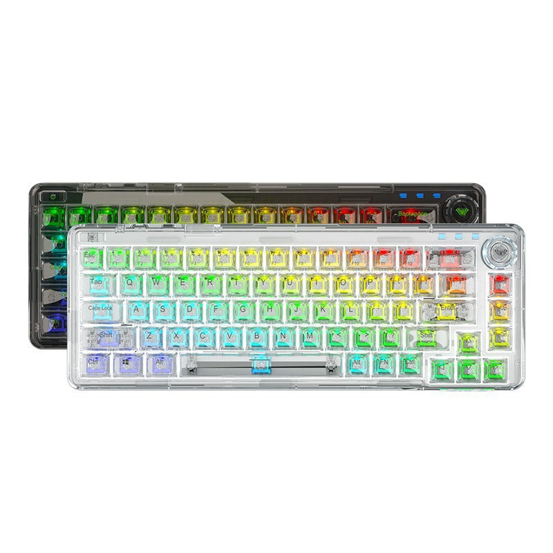 Wolf spider f68 mechanical keyboard - transparent, bluetooth/wireless tri-mode, rgb, customizable, hot-swappable - cross-border amazon/ebay