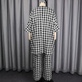 Autumn new plaid design suit casual work clothing bows decorated straight-leg pantsloosecasualtwo-piece set