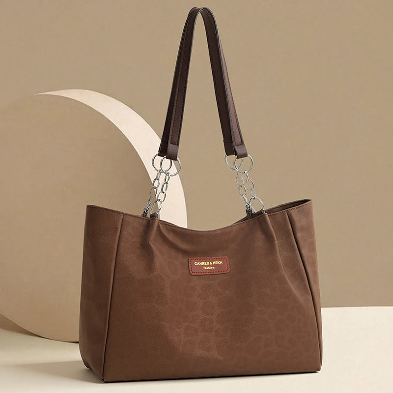 Large capacity shoulder bag 2026 new style minimalist retro casual trendy handbag women's bag versatile commuter tote bag