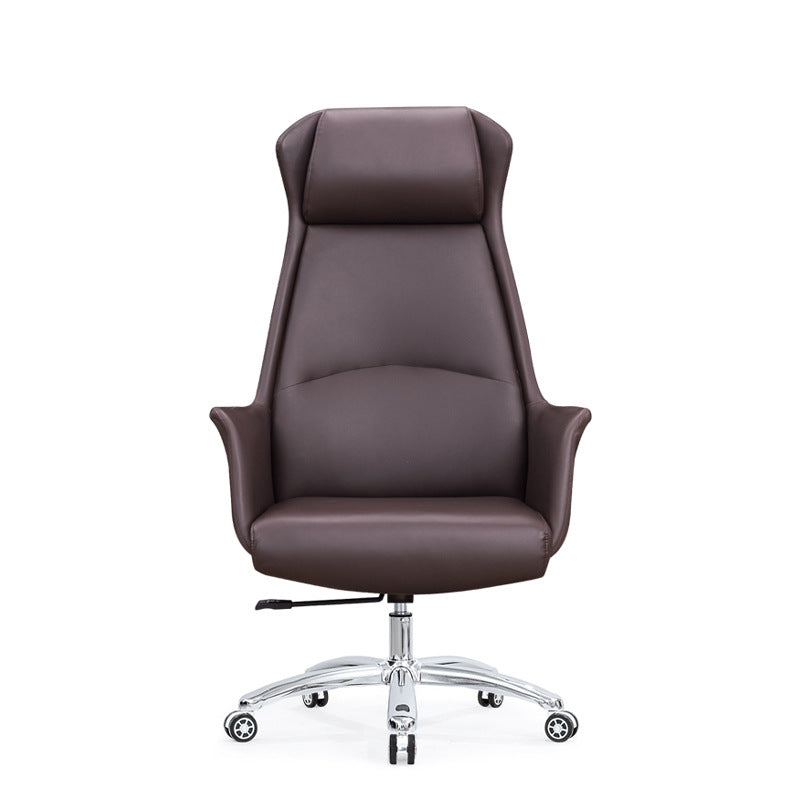 Modern minimalist leather office chair - swivel computer chair for office, adjustable height, manager, supervisor, and executive chair - suitable for home use