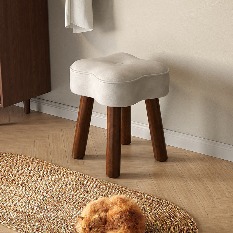 Cream wind small stool solid wood high stool living room small bench sofa stool low stool makeup stool home door shoe changing stool