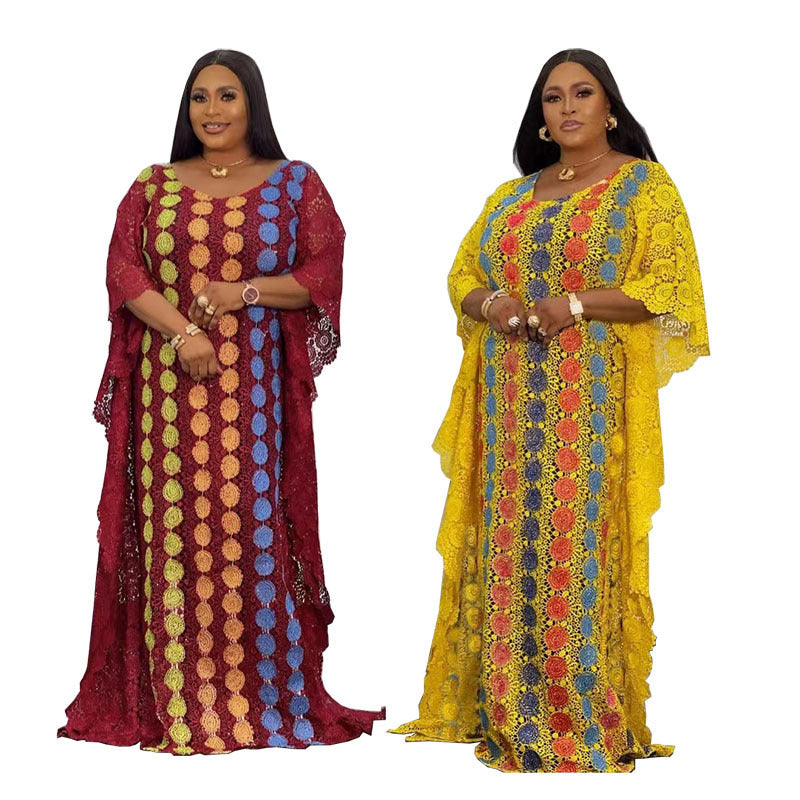 supply of lace looseplus size women's robe stripesd flower round neck long sleeves fashion popular model special price