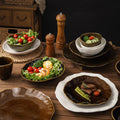 Creative ceramic special-shaped bowls, plates and tableware combination stylishclassy sense kiln-turned ceramic plate western food steak plate