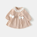 Girls' autumn dresses  new style chic baby lace collar bow princess dress spring and autumn