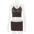 European and american style women's summer  new collection: letter print spicy girl crop top and bodycon mini skirt set