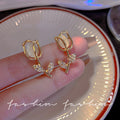 Korean dongdaemun tulip cat's eye stud earrings - unique design, trendy & ethereal, high-end earrings for women