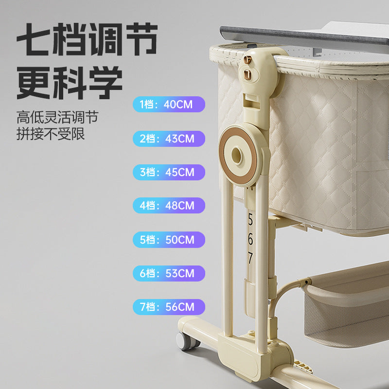 Aluminum alloy baby crib - portable, foldable, and convertible bassinet - multifunctional newborn bed - splice-together large bed