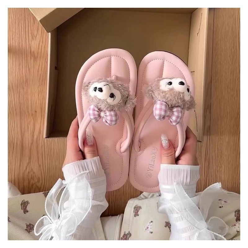 Little fairy cartoon cute shirley rose flip flops women's summer outwear 2025new arrivalsummerthick sole flip flops