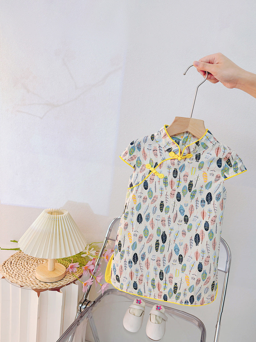 Baby girl cheongsam dress summer new style princess dress 1-2-3-4-5 years old toddler hanfu girl summer outfit