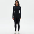 European and american seamless yoga set - high-waisted butt-lifting peach lift leggings with long-sleeve compression top - running & fitness activewear set