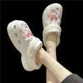 Croc shoes winterfleece-lined women's cotton slippers thick soleeasiest for matchnon-slip student dormitory heattechoutwearcouplecute slippers