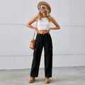 Fashion cross-border independent station  new arrival denim drawstring adjustable washed overalls pants casual pants for women