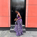 European and american cross-border women's spring  new sleeveless tie-neck halter backless cinched waist ruched maxi dress