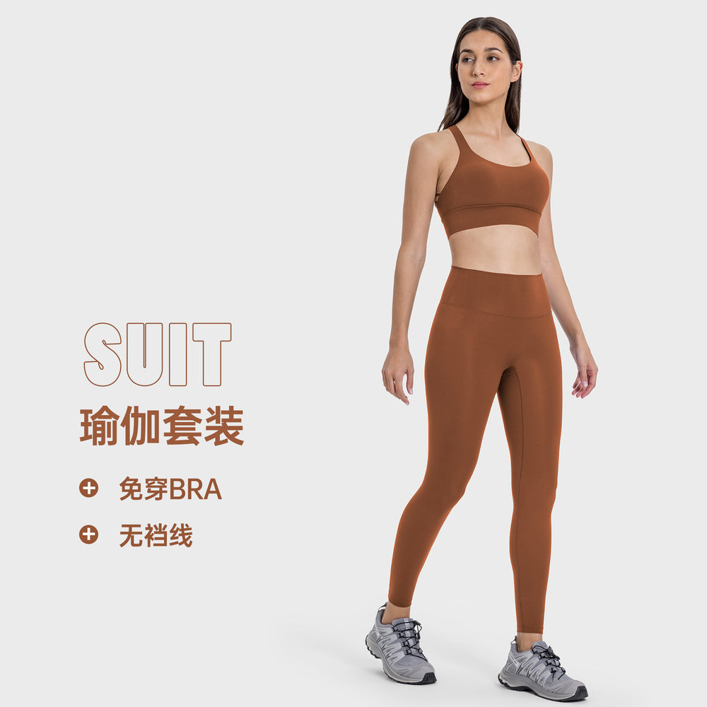 Pilates yoga suit women's cross back push up bubble wrap sports intimates naked hip lifting yoga fitness pants