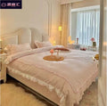 French cream leather princess style minimalist 1.5m wedding bed 1.8m double bed master bedroom light luxury italian retro butterfly bed