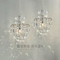 French retro cream white crystal teardrop mini pendant light - cream style for bedroom, bedside, entryway, bay window, and homestay