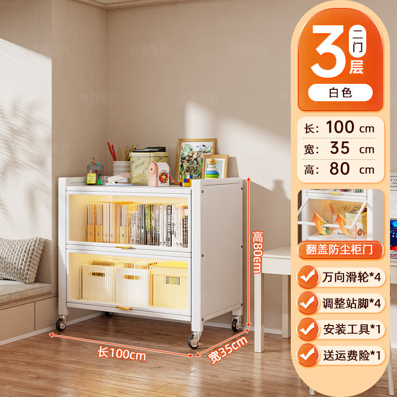 Steel dust-proof bookcase crevice bookshelf living room vertical cabinet with door locker bedroom narrow cabinet floor storage cabinet