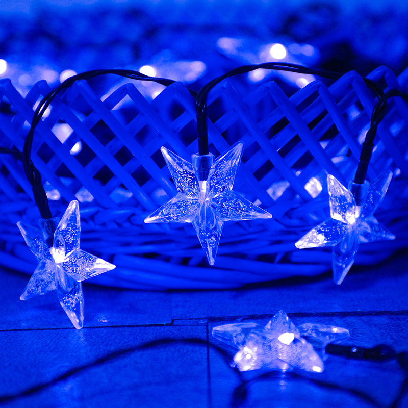 Cross-border new LED solar star light string outdoor waterproof garden decoration led bubble star color flash light string