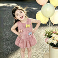 Girls' plaid dress, new  summer collection, baby blue cute vest dress, stylish children's princess dress, super adorable