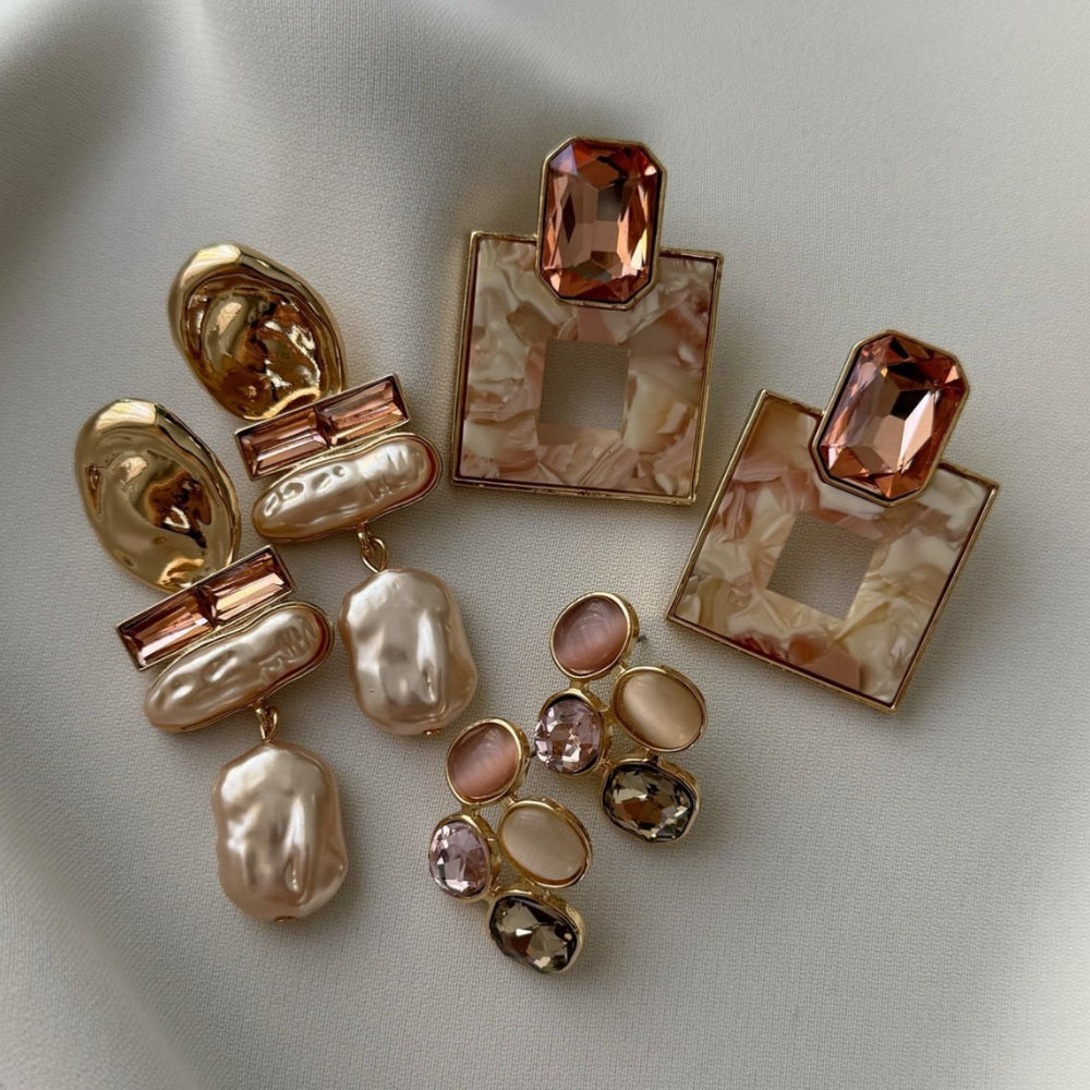 European and american new fashion earrings jewelry, trendy and unique statement faux pearl dangle earrings, niche ins high-end stud earrings