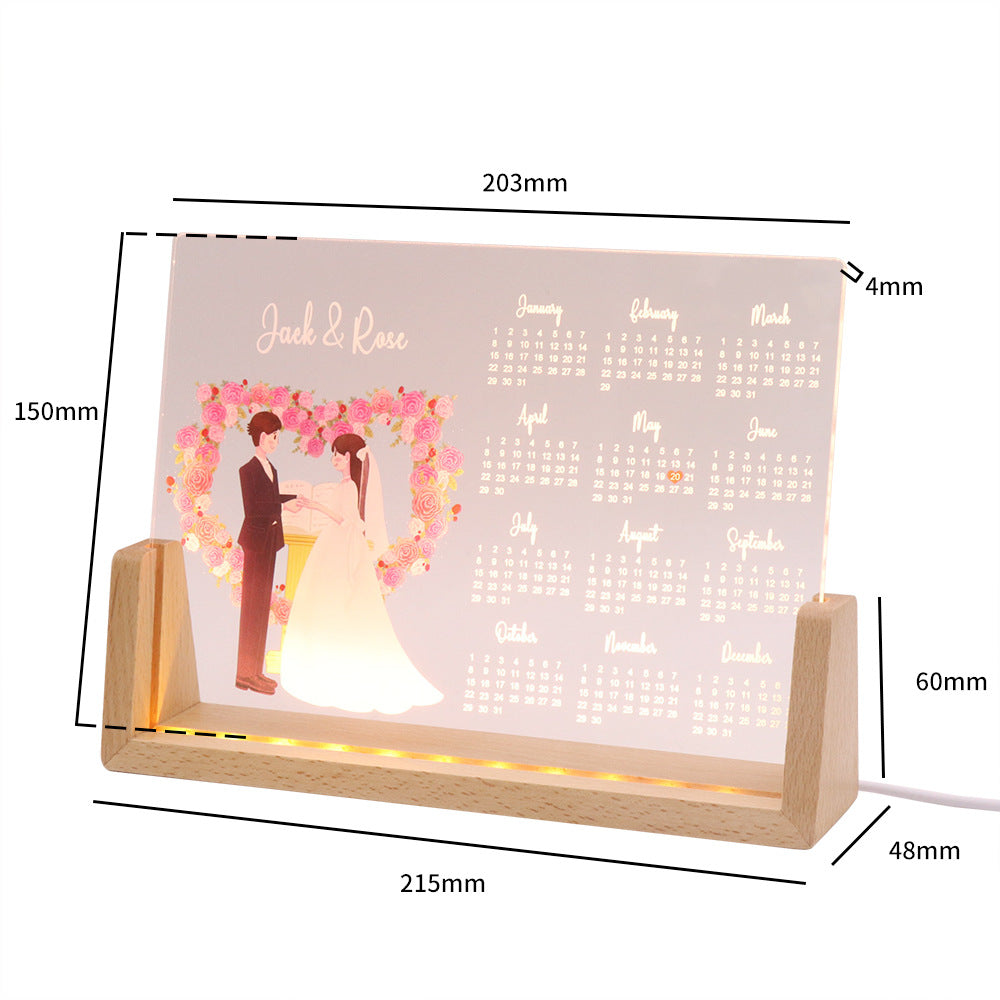 Personalized UV printing night light  acrylic photo stand desk lamp wooden ambient light to send wine to friends