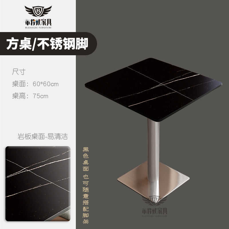 Bar table and chair combination, rock slab canteen dining table, commercial milk tea shop long table, reception and negotiation, cafe small round table