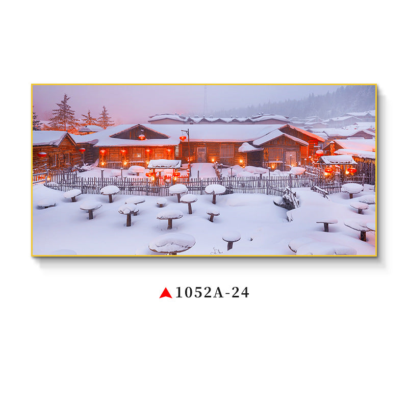 Northeast snow landscape decorative painting rural folk landscape wall painting iron pot stew restaurant farmyard light box hotel hanging painting