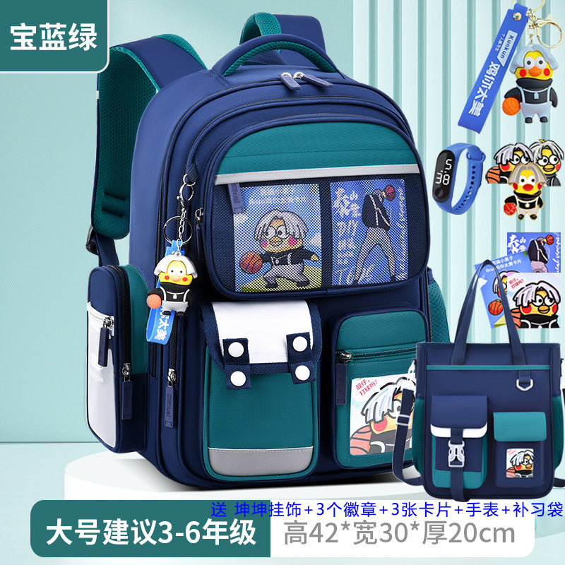 2026 new children's backpack for boys, elementary school grades 1-6, boys' and girls' spine-protecting, weight-reducing double shoulder bag