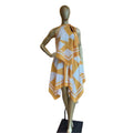 European and american cross-border women's fashion  summer new arrival: elegant halter neck irregular print sleeveless top and midi skirt set