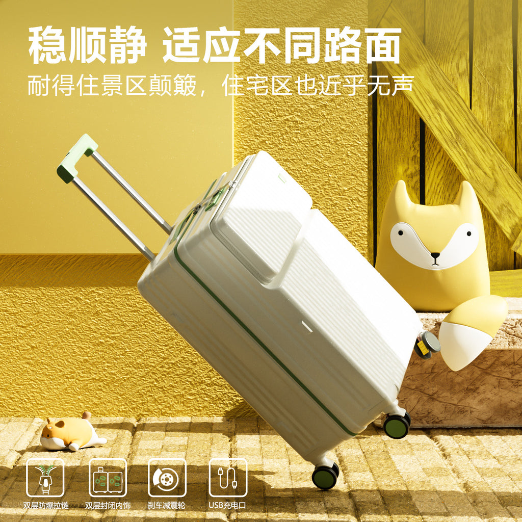 2025 new suitcase front open password box simple boarding large capacity durable high value suitcase