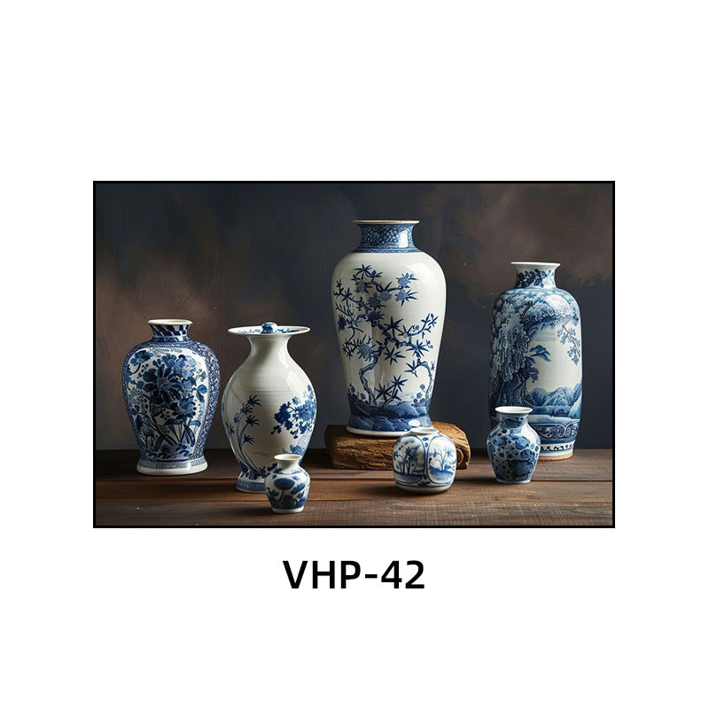 Blue and white porcelain decorative painting vase porcelain ceramic new Chinese style living room hanging painting hotel hotel restaurant box Chinese style