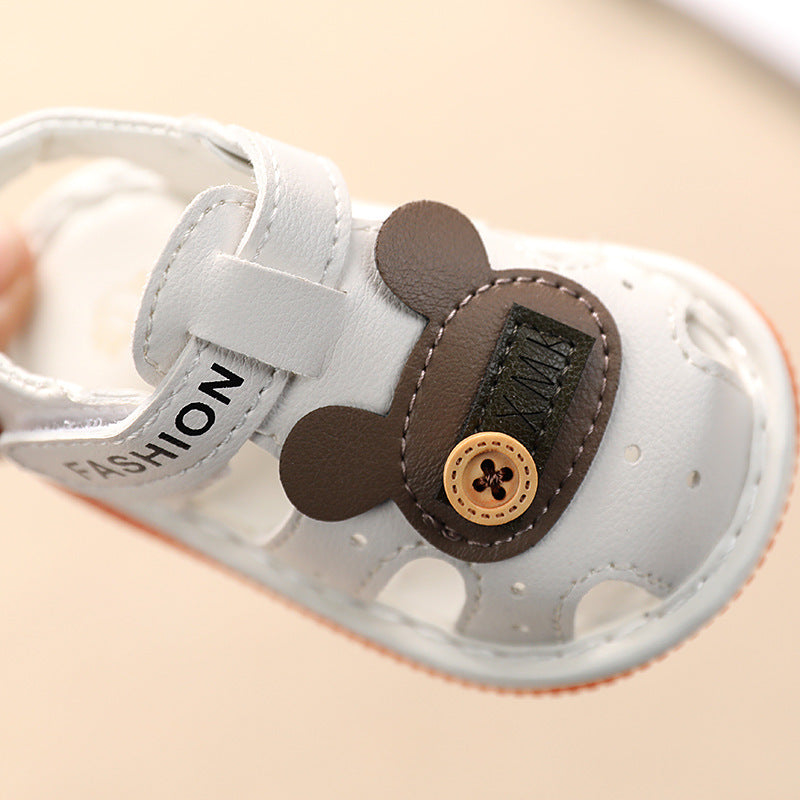 Baby boys' sandals summer baby girls' shoes 0-1-2 years old infant soft sole non-slip first walker shoes squeaky shoes kids