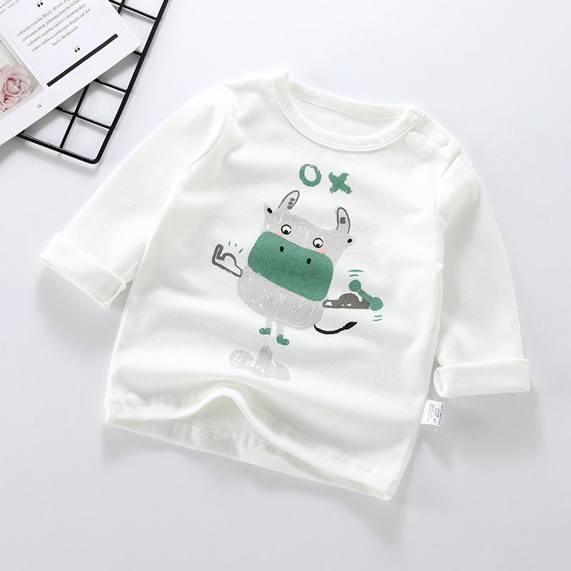 Baby's pure cotton t-shirt, new spring and autumn collection, infant cartoon top, unisex baby single piece, baby long sleeve