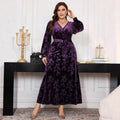 fashioncross-borderplus size women's silm long skirt gold velvet slimming look embossed long sleevesdress