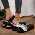Platform thick solepopularlace rhinestone outwear sandals women's 2024 summer new style gentle fairy easiest for match flip flop