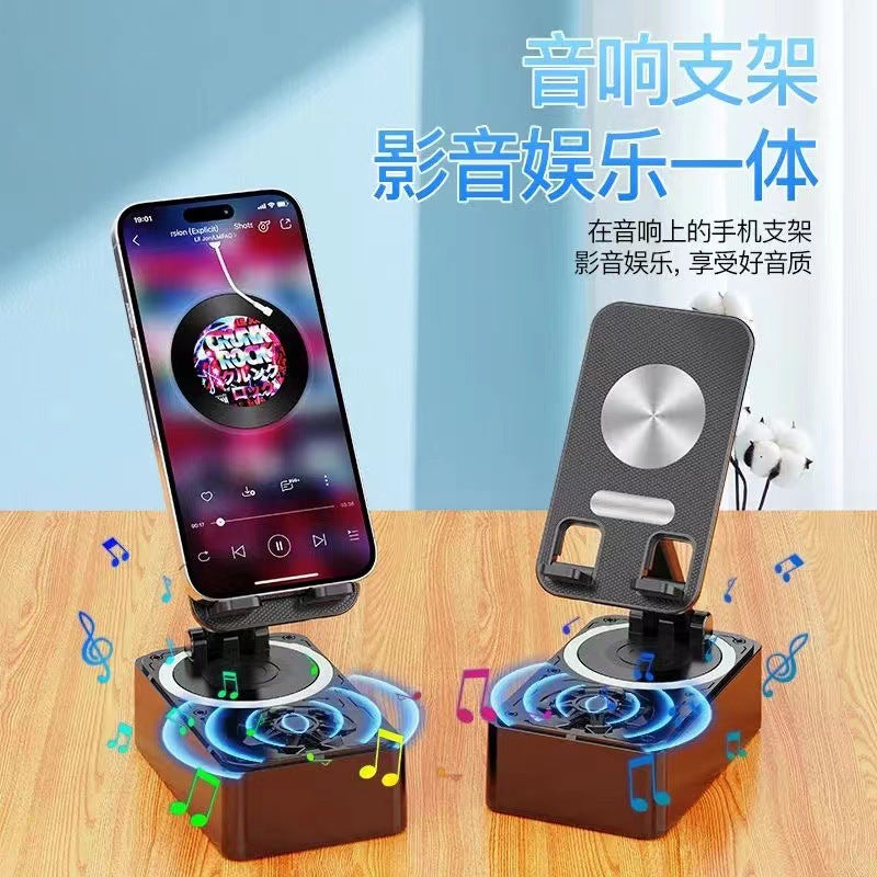 K18 cross-border new mobile phone stand rotating karaoke microphone live streaming bluetooth speaker wireless desktop speaker
