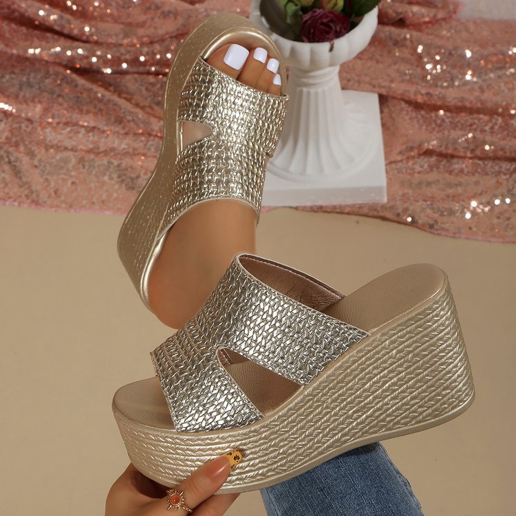 new arrival heel height 9cm size difference 0.5 weight 345g wedge slippers foreign trade women's shoes   dropshipping