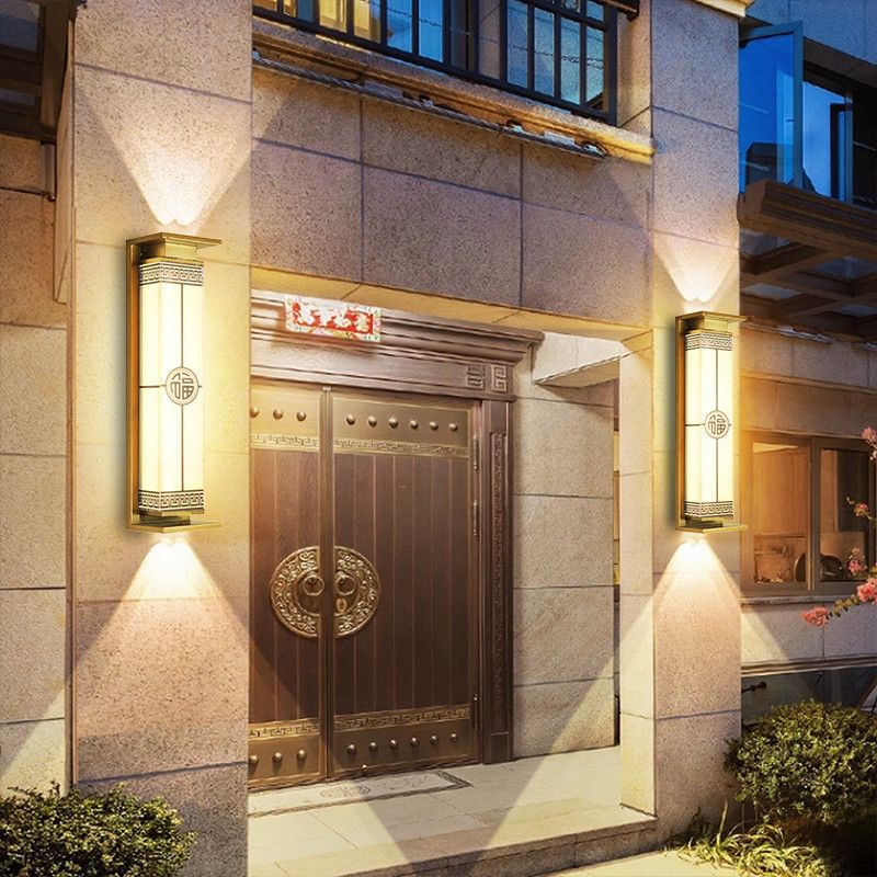 Solar powered waterproof wall light - up & down lighting - chinese style pillar/balcony outdoor garden villa luxury wall sconce