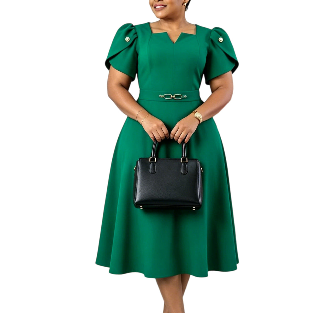 D3368 cross-border  european and american women's summer fashion high-waisted elegant plus size foreign trade plus size african dress