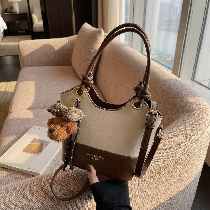 2025 new korean style handheld bucket bag women's bag retro popular chic elegant single shoulder crossbody bag