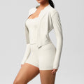 new nude feel tank top outdoor casual compression fitness set with pocket shorts and yoga outfit - 3 piece sports set