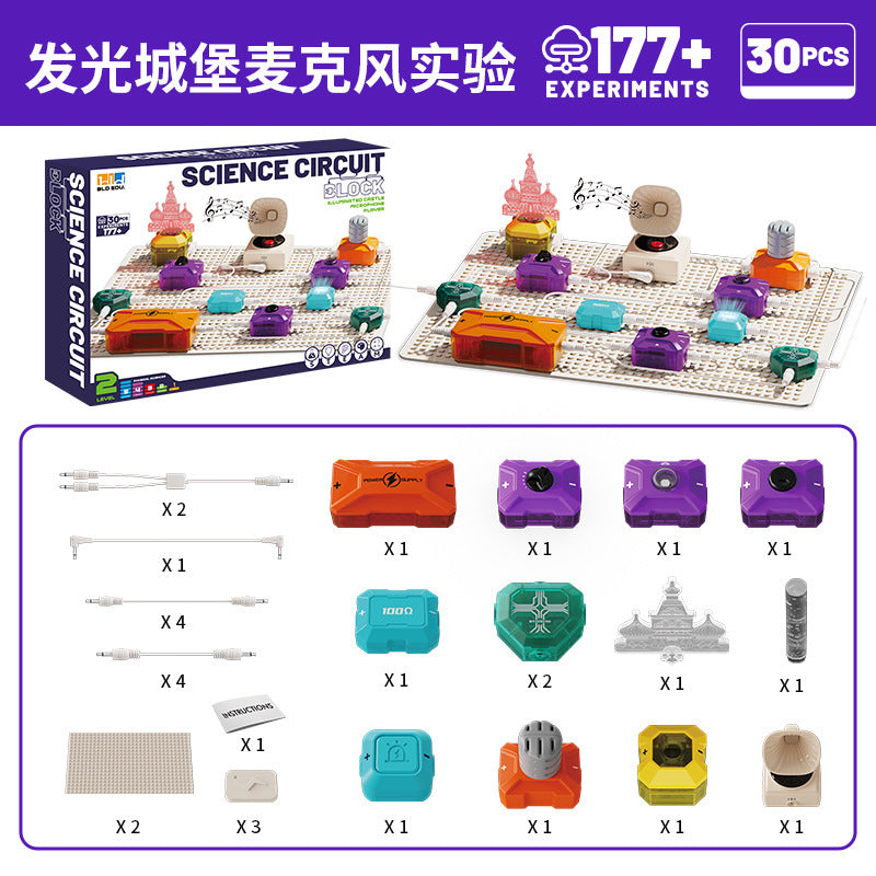 Children's educational electronic building blocks - science & physics light-up circuit mini experiments - electrical circuit board - level 2