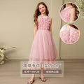 European and american style girls' formal dress - asymmetrical hem, spaghetti strap, openwork design - host/performance costume, children's princess dress
