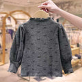 【dropshipping】 girls' autumn/winter new bowknot warm top base layer infant thickened half turtleneck