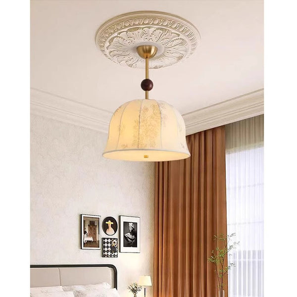 French retro ceiling lamp bedroom main lamp romantic and warm Nanyang American living room study lamp fabric chandelier