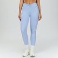 nude feel tight yoga pants cross high waist twist fitness pants outdoor running exercise pants 4514