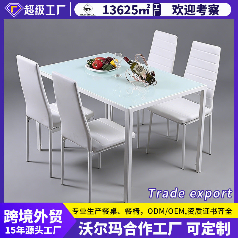 Export tempered glass dining table set - dining table and chair set for casual cafes, reception areas, and meeting zones