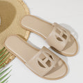 2026 women's summer fashion versatile sandals - ladies' outdoor slippers with hot-pressed electric embroidery and flat soles (for export)