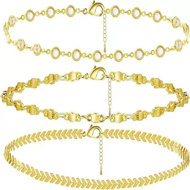Gold double-layer/three-layer stackable beaded chain bracelet - trendy & versatile women's fashion jewelry - wholesale for cross-border e-commerce