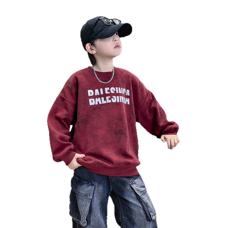Boys' fall sweatshirt -  new collection - kids' autumn casual top - mid-to-large size - spring/autumn style - stylish boy's apparel